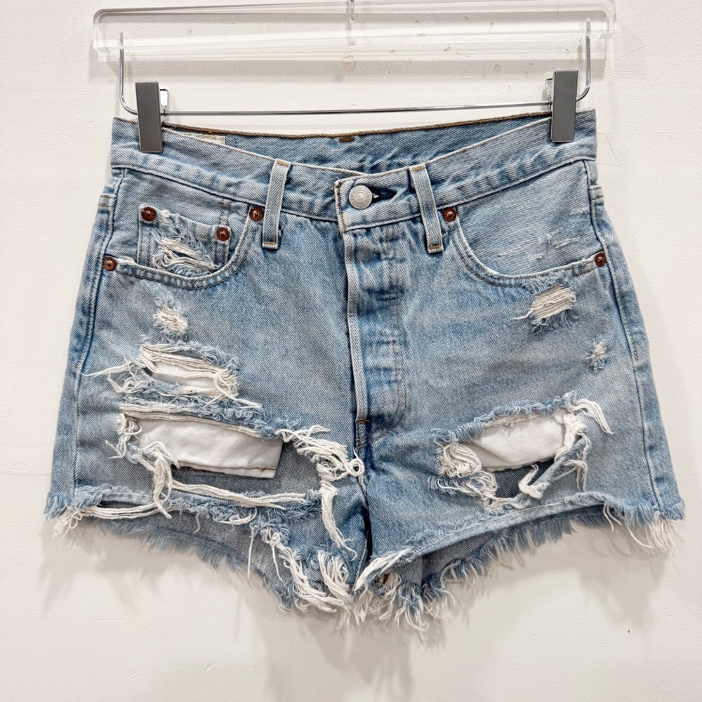 Levi’s 501 Button Fly Denim Cutoff Shorts Distressed 25 Weatern Rodeo Festival